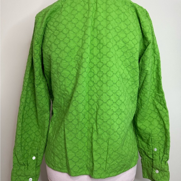 Talbots Green Button-Up Eyelet Detail button up Shirt in size MP - Picture 5 of 10